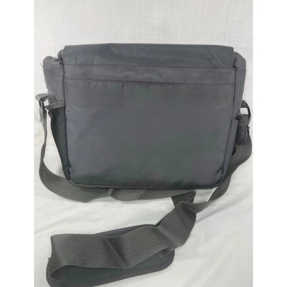 Skechers Messenger Bag Grey Purple Nylon Laptop Crossbody School Travel Bag